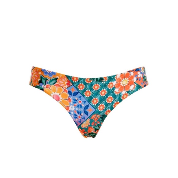Agua Bendita Colorful Tile Print Lucille Top & Audrey Bikini Bottom Set size S - Picture 14 of 15